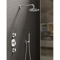 Hotbath Get Together IBS5GN inbouwdouche met 30cm plafondbuis, 25cm hoofddouche en glijstang geborsteld nikkel - thumbnail