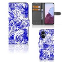 Telefoonhoesje met Naam OPPO Reno 8 Lite | OnePlus Nord N20 Angel Skull Blauw - thumbnail