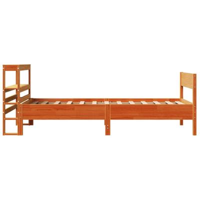Bedframe zonder matras massief grenenhout wasbruin 75x190 cm