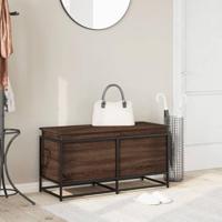 Opbergbox met deksel 100x40x51,5 cm bewerkt hout bruin eiken - thumbnail