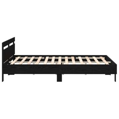Bedframe met hoofdeinde Zwart eiken 200 x 200 cm Bewerkt hout