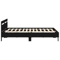 Bedframe met hoofdeinde Zwart eiken 200 x 200 cm Bewerkt hout - thumbnail