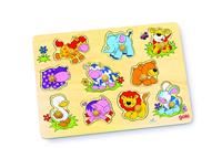 Goki houten noppenpuzzel dieren baby - thumbnail