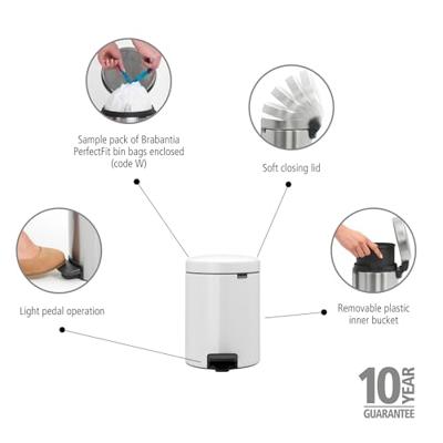 Brabantia pedaalemmer Newlcon 5 liter white - thumbnail
