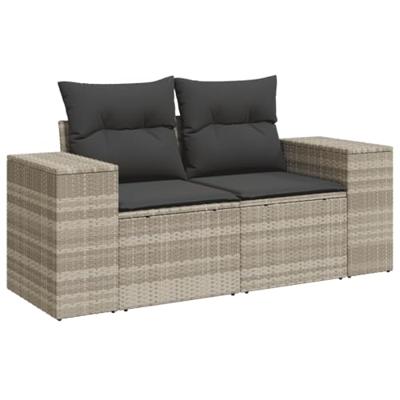 5-delige Loungeset met kussens poly rattan lichtgrijs