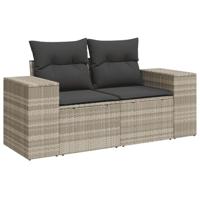 6-delige Loungeset met kussens poly rattan lichtgrijs - thumbnail