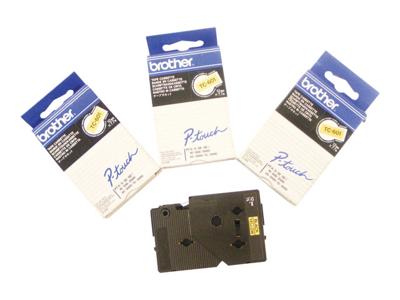 Brother TC-601 Labeltape Kunststof Tapekleur: Geel Tekstkleur: Zwart 12 mm 7.7 m