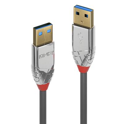 LINDY 36626 USB-kabel USB 3.2 Gen1 USB-A stekker, USB-A stekker 1.00 m Grijs Afgeschermd (drievoudig)