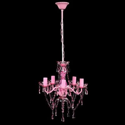 VidaXL Kristallen licht met 5 gloeilampen rosa