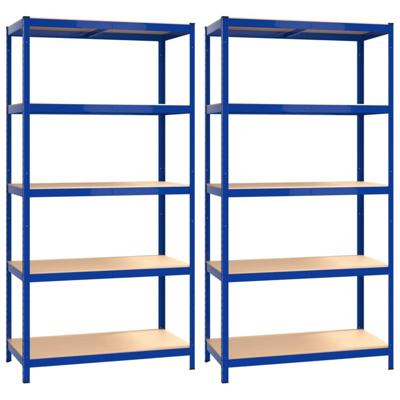 VidaXL Opbergrek 5-laags 2 st staal & bewerkt hout blauw