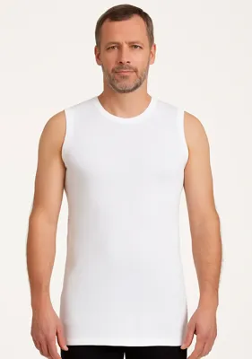 Heren mouwloos shirt katoen Extra lang - Shirt zonder mouwen - wit en zwart Ondershirt - M - M - M - M - M - M - M - M