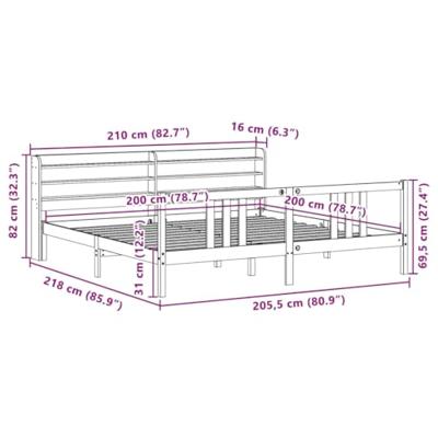 Bedframe met hoofdeinde zonder matras 200x200 cm wit