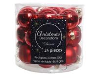 Decoris kerstballen set glas 24st kerstrood 2,5cm - thumbnail
