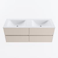 MONDIAZ VICA 130cm badmeubel onderkast Linen 4 lades. Wastafel CLOUD dubbel zonder kraangat, kleur Talc. - thumbnail