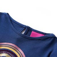 Kindershirt met lange mouwen regenboogprint 116 marineblauw - thumbnail