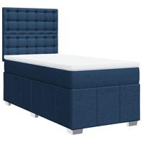 Boxspring met matras stof blauw 90x200 cm - thumbnail