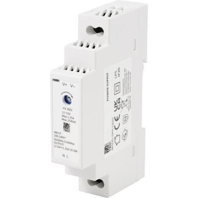 TRU COMPONENTS TC-10580800 DIN-rail netvoeding 12 V/DC 1.25 A 15 W Aantal uitgangen:1 x Inhoud 1 stuk(s)
