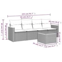 5-delige Loungeset met kussens poly rattan grijs - thumbnail