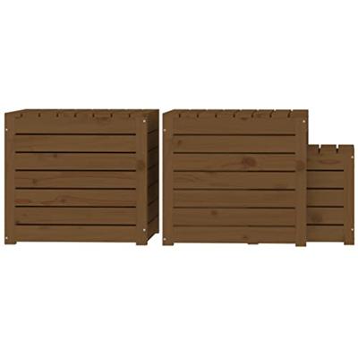 3-delige Tuinboxset massief grenenhout honingbruin - thumbnail