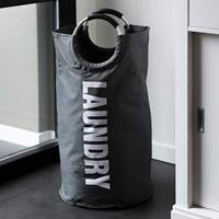 QUVIO Wasmand met handvaten - LAUNDRY - Antraciet - thumbnail