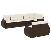 9-delige Loungeset met kussens poly rattan bruin - thumbnail