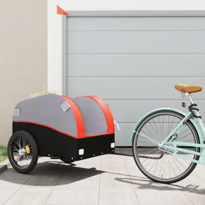 Fietstrailer 45 kg ijzer zwart en oranje Fietstrailer 45 kg ijzer zwart en oranje