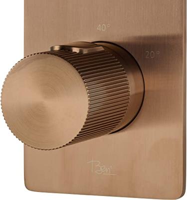 Ben Engraved Line Slim inbouw regendoucheset Ø25cm met plafondaansluiting geborsteld koper pvd