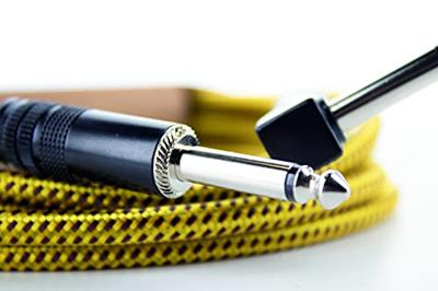 Cordial 14775 Jackplug Instrumenten Aansluitkabel [1x Jackplug male 6,3 mm (mono) - 1x Jackplug male 6,3 mm (mono)] 1.50 m Zwart, Geel Textielmantel
