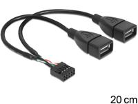 Delock 83292 USB-kabel USB 2.0 Shrouded header 8-polig, USB-A bus 0.20 m Zwart UL gecertificeerd - thumbnail