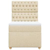 Boxspring met matras stof crèmekleurig 90x190 cm - thumbnail