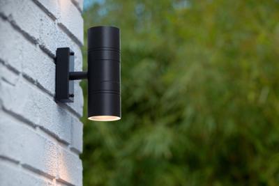 Lucide ARNE-LED - Wandspot / Wandlamp Binnen/Buiten - Ø 6,3 cm - LED - GU10 - 2x5W 2700K - IP44 - Zwart