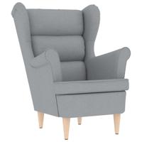 Fauteuil met voetenbankje stof lichtgrijs - thumbnail