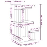 VidaXL Krabpaal met platforms 98,5 cm crèmekleurig - thumbnail