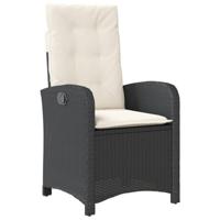 Tuinstoelen 2 st verstelbaar met kussens poly rattan zwart - thumbnail