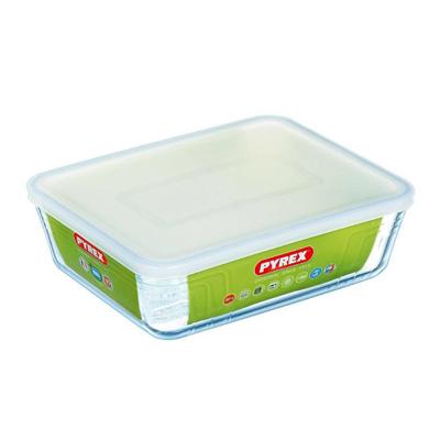 Pyrex schaal met deksel 27x23cm glas