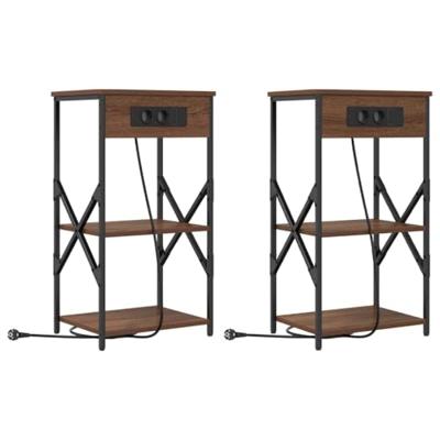 Nachtkastje 2 pcs bruin eikenkleur 41 x 31 x 76 cm Bewerkt hout
