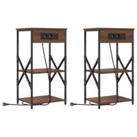 Nachtkastje 2 pcs bruin eikenkleur 41 x 31 x 76 cm Bewerkt hout - thumbnail
