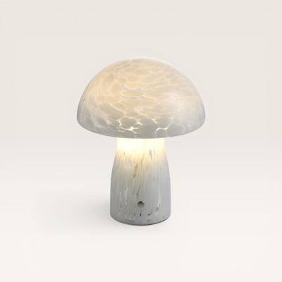 LED Tafellamp Elyos marmo m - Mushroom lamp van natuurlijk glas met geïntegreerde dimmer en USB-C oplaadfunctie