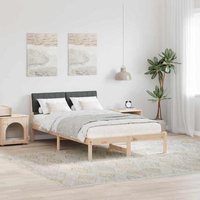 Bedframe Bruin en donkergrijs 120 x 200 cm Massief grenenhout