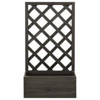 Latwerkplantenbak 50x25x90 cm massief vurenhout grijs - thumbnail