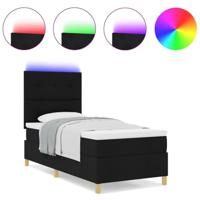 Boxspringbed met matras en LED stof zwart 100x200 cm - thumbnail