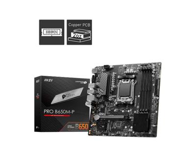 MSI pro b650m-p socket am5 moederbord (zwart, raid, 2.5 gb-lan, sound, µatx)