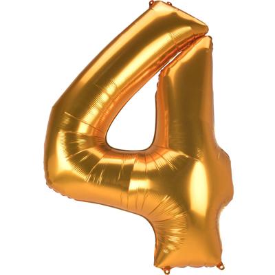 Amscan Folie ballon jumbo cijfer 4 goudkleurig 137 cm | 36 stuks