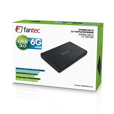FANTEC 1661 Externe harde schijf, behuizing voor 6,35 cm (2,5 inch) SATA i/II/III harde schijf/Solid State Drive, zwart