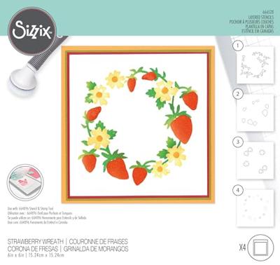 Sizzix • layered stencils strawberry wreath 4pcs