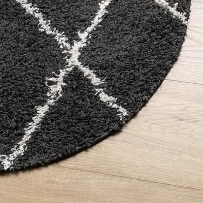 VidaXL Vloerkleed pamplona shaggy hoogpolig ø 160 cm zwart en crème - thumbnail