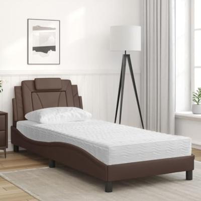 Bed met matras kunstleer bruin 80x200 cm