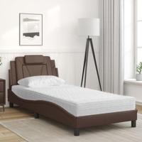 Bed met matras kunstleer bruin 80x200 cm - thumbnail