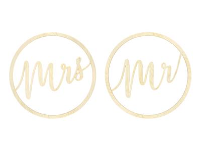 Houten Hangdecoratie "Mr" & "Mrs"
