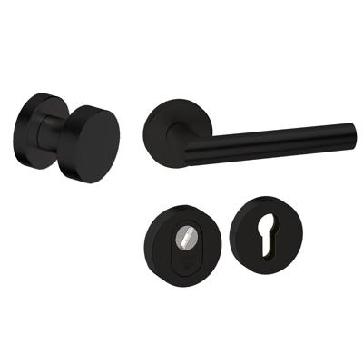 Hardbrass Voordeurset Piano 3-delig rond SKG3 met kerntrekbeveiliging - zwart